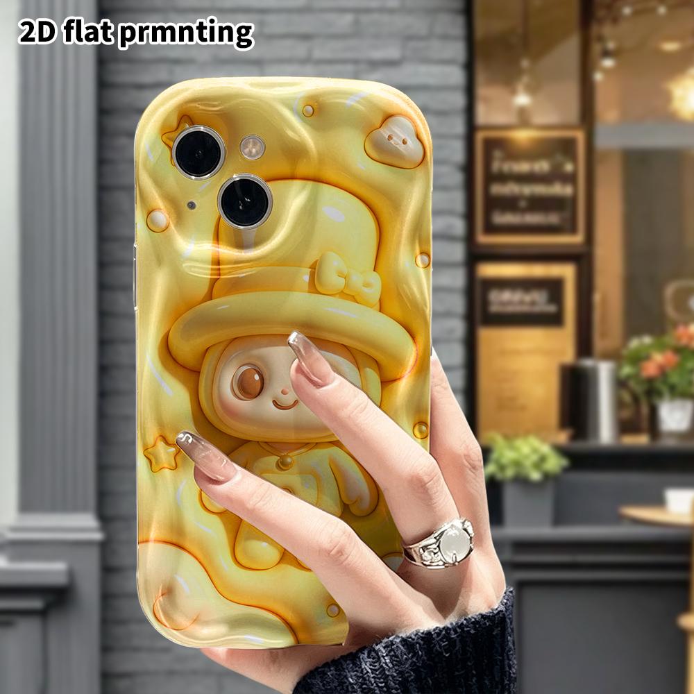 Phone Case: 2D flat design suitable for iPhone 18 17 16 15 14 13 Pro protective case, yellow top hat little elf, perfect Christmas and Halloween holid
