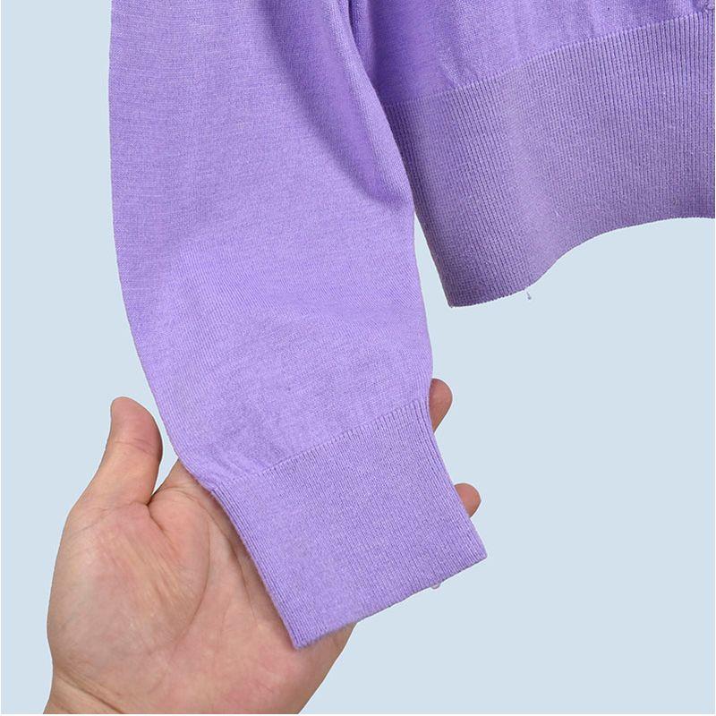 Doll Collar Short Spring and Autumn Elegant Knitting Long Sleeves Loose Fashion Inner Match Drill Buckle Pullover Tops Female Soft Glutinous