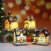 Gift Figurine Mini Miniatures Resin Craft Village House Ornament LED Light Christmas Decoration