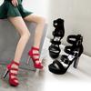 2025 Sexy Roman Sandals Summer New European and American Style Thin Belt Thick Sole Waterproof Table Thick Heel Sandals Foreign Trade