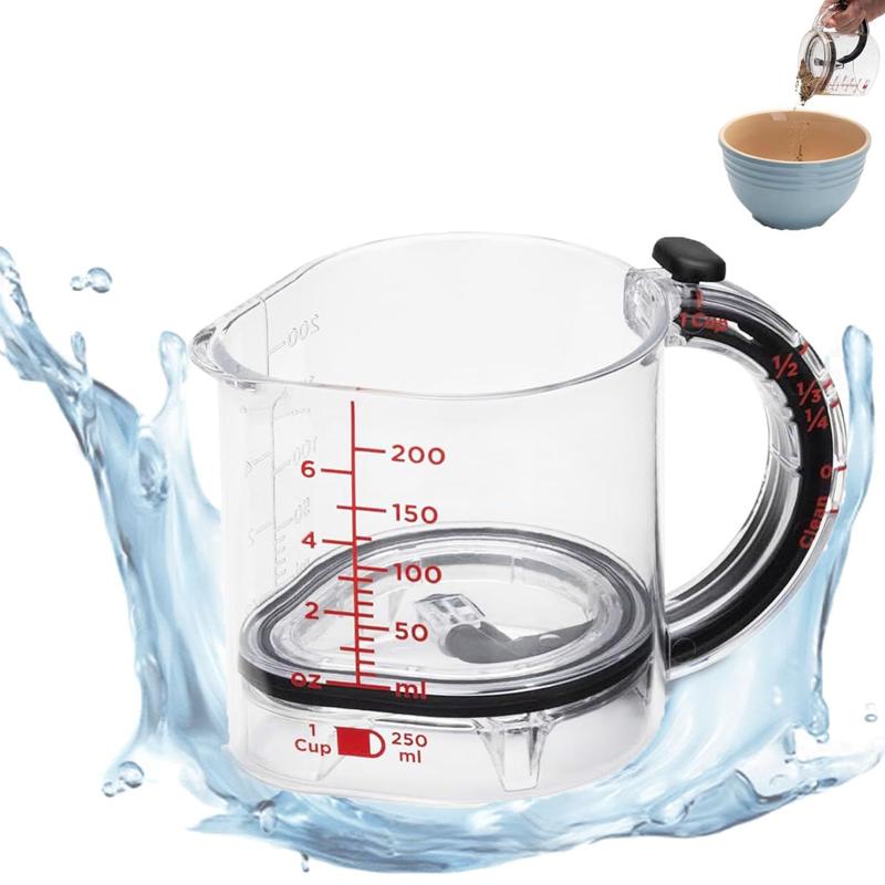 

Adjustable Measuring Cup Multi-Functional Measuring Cup with Scraper-Style Seal Base Measurings Cube Cups for Cooking Kitchen чистий