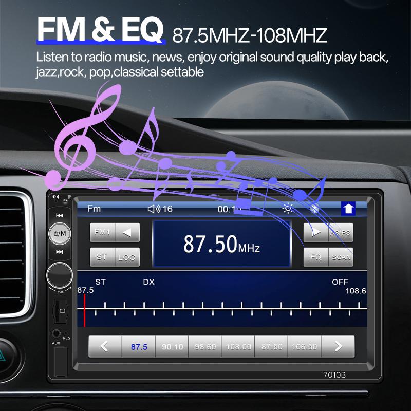 Hippcron 1Din Car Radio Wireless Carplay Android Auto Multimedia Video Player 7inch Touch Screen Support Camera 12v Universal