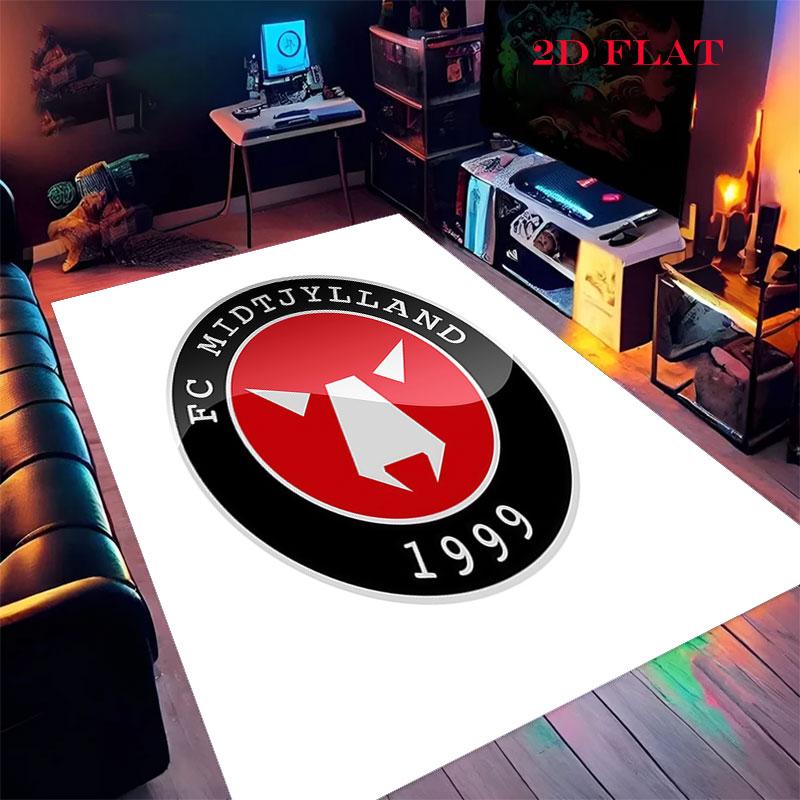 FC Midtjylland Logo Carpet Rug for Living Room Bedroom Home Sofa Decoration,Kids Play Nonslip Floor Mat