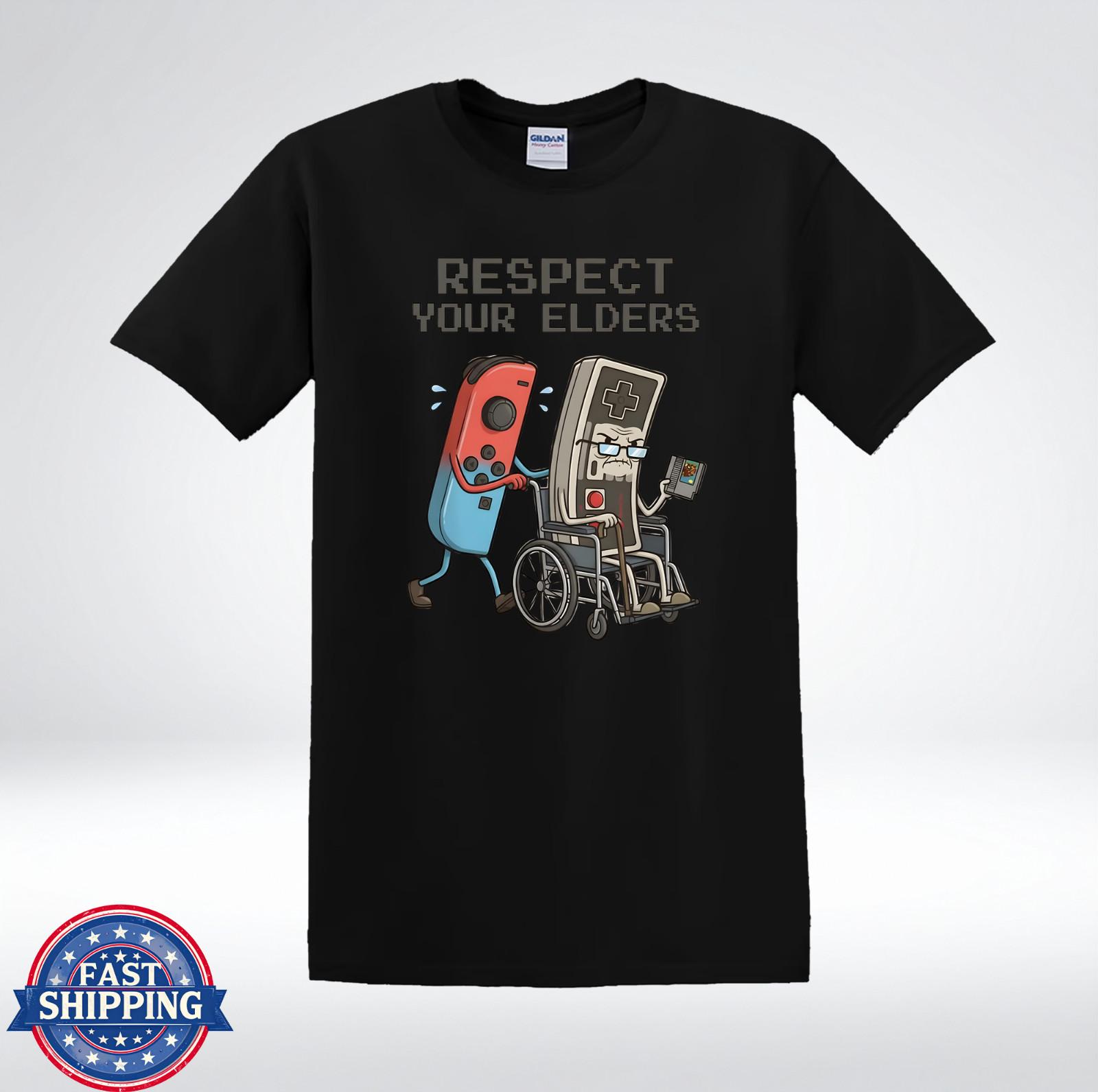 Respect Your Elders Retro Gaming Controller Funny T-Shirt XL