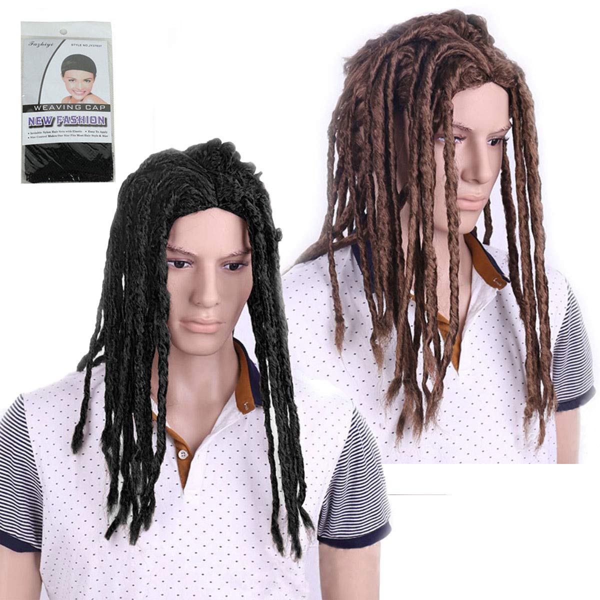 

monoii Дреды Парик с сеткой для парика Пиратский косплей Длинный парик Хэллоуин Пиратский костюм Парик d326