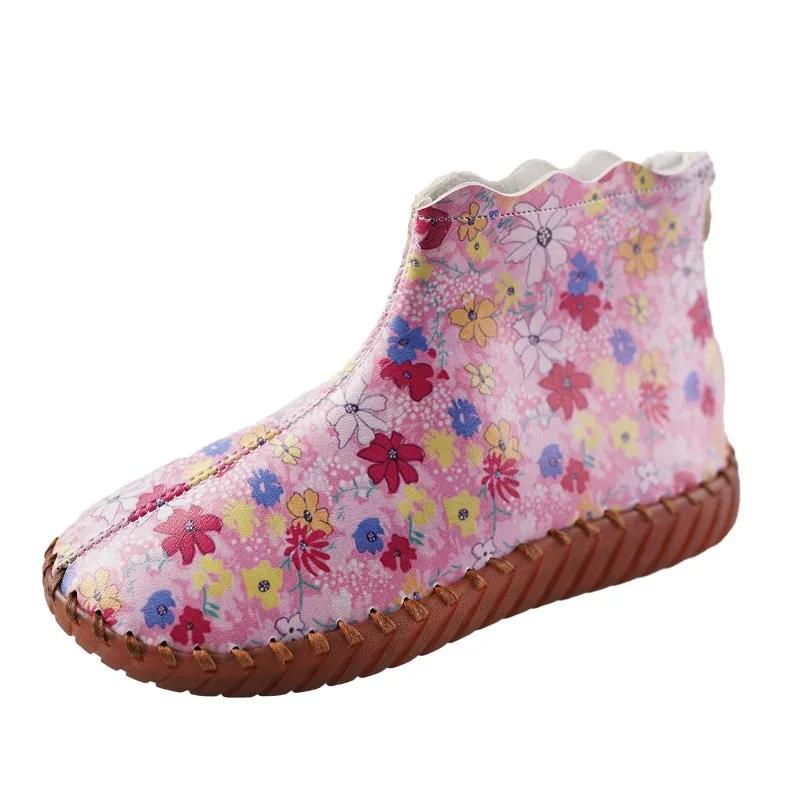 

Распродажа женской обуви. Новинка 2024 года. Женские ботинки на молнии. Зимние повседневные ботинки разного цвета с круглым носком на плоской подошве. 43 розовый