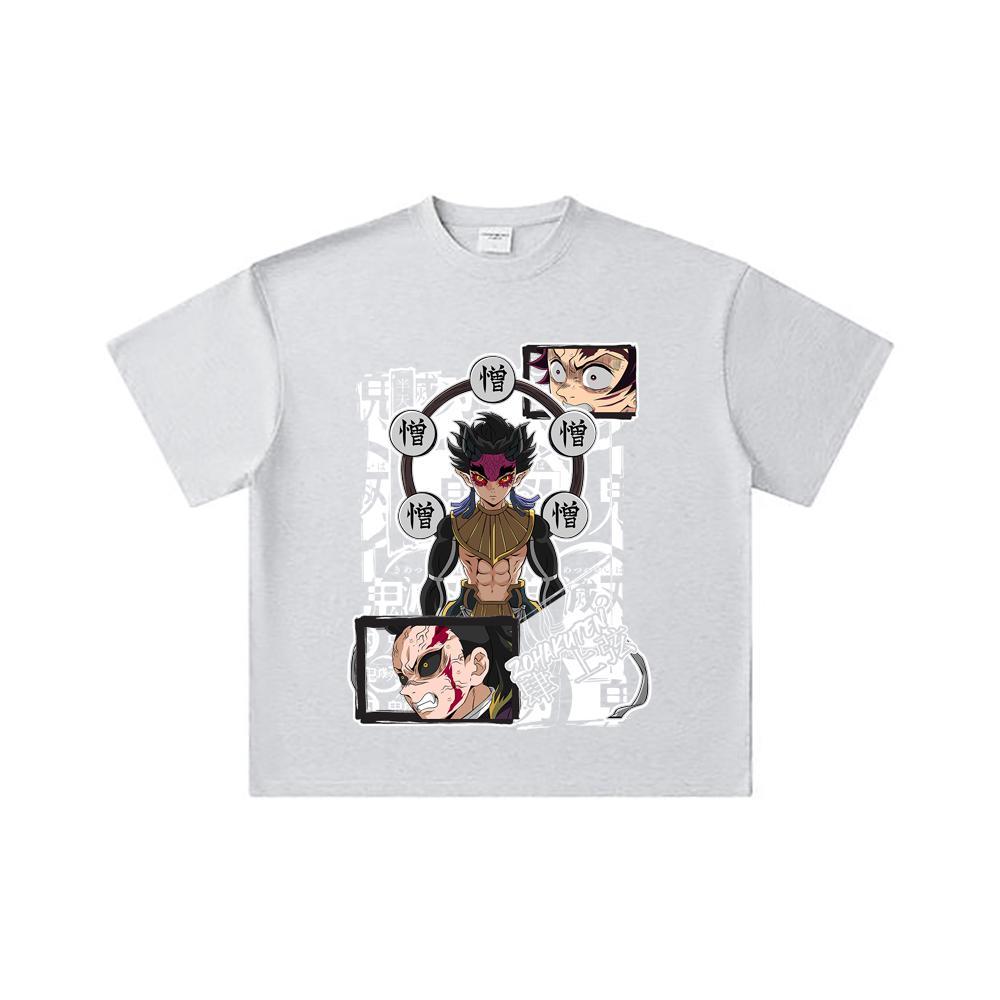 260 GSM Double Yarn 32 Count 100% Cotton Demon Slayer V106 Zohakuten Print Unisex Heavy Cotton T Shirt
