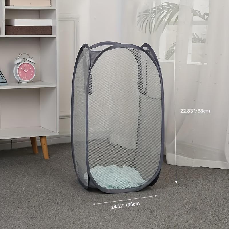 1pc Collapsible Mesh Laundry Hamper with Durable Handles & Side Pockets - Portable Expandable Clothes Basket for Dorm, Bathroom, Travel