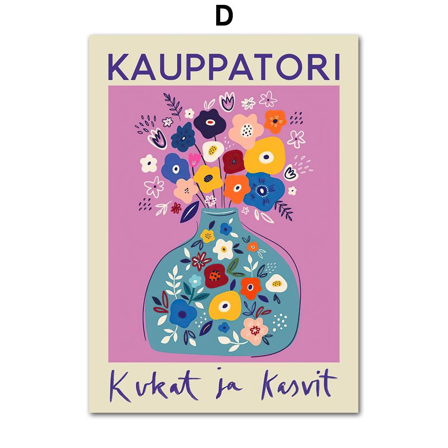 Nordic Poster Und Drucke Abstrakte Bunte Blume Vase Vintage Wand Kunst Leinwand Malerei Wand Bilder Für Wohnzimmer Dekor