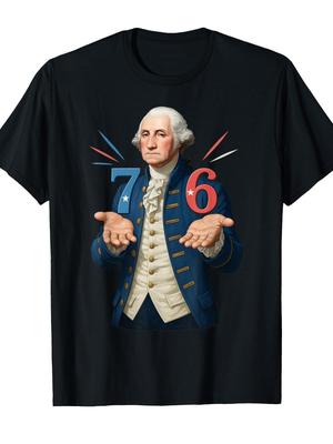 Hugvyn Men' George Washington T-Shirt - APUSH History Teacher Gift, 220gsm Cotton Short Sleeve Shirt