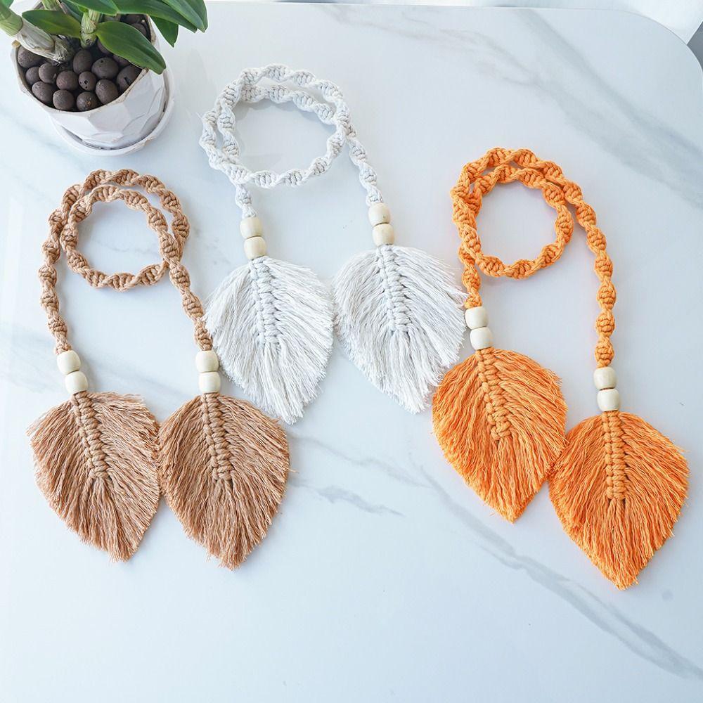 Boho Curtain Tieback Leaf Shape Curtain Hanging Rope Simple Curtain Buckles  Home Decoration
