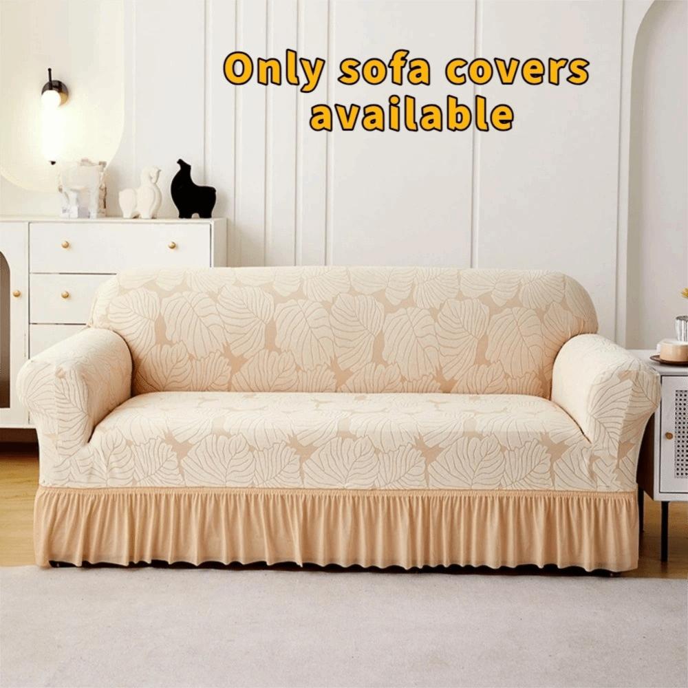 2/3 Seat Stretch Couch Cover All-inclusive Elastic Sofa Seat Cushion Cover Leaf Print With Skirt Corner Sofa Slipcover