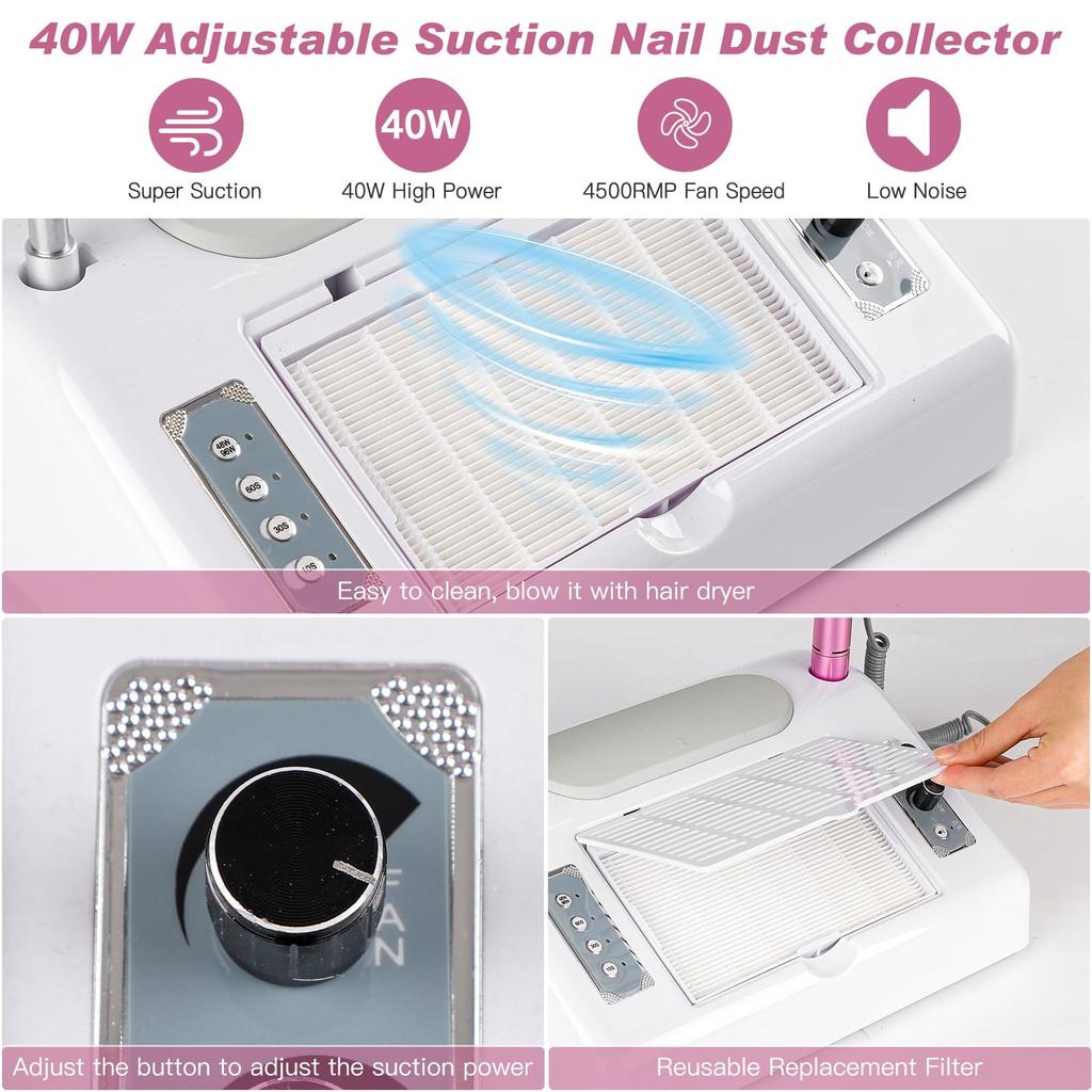 5 v 1 Nail Dust Nail Nail 4500rpm Rotace 6 39 LED Light Nail Dust Nail Nail Salon Strong Dodává se s Nail Dodává se s Může chránit váš opakovaně použitelný