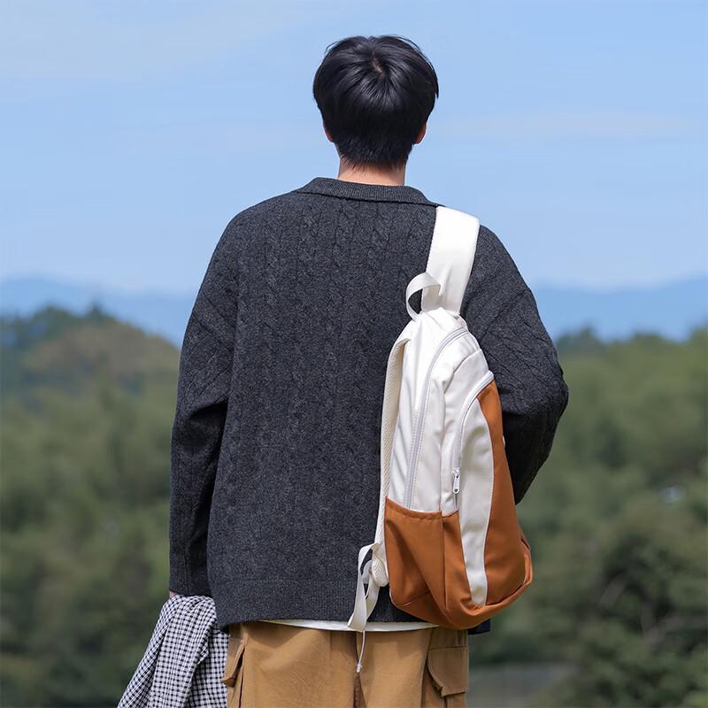 VUUG Men's Solid Turn-Down Collar Knit Sweater