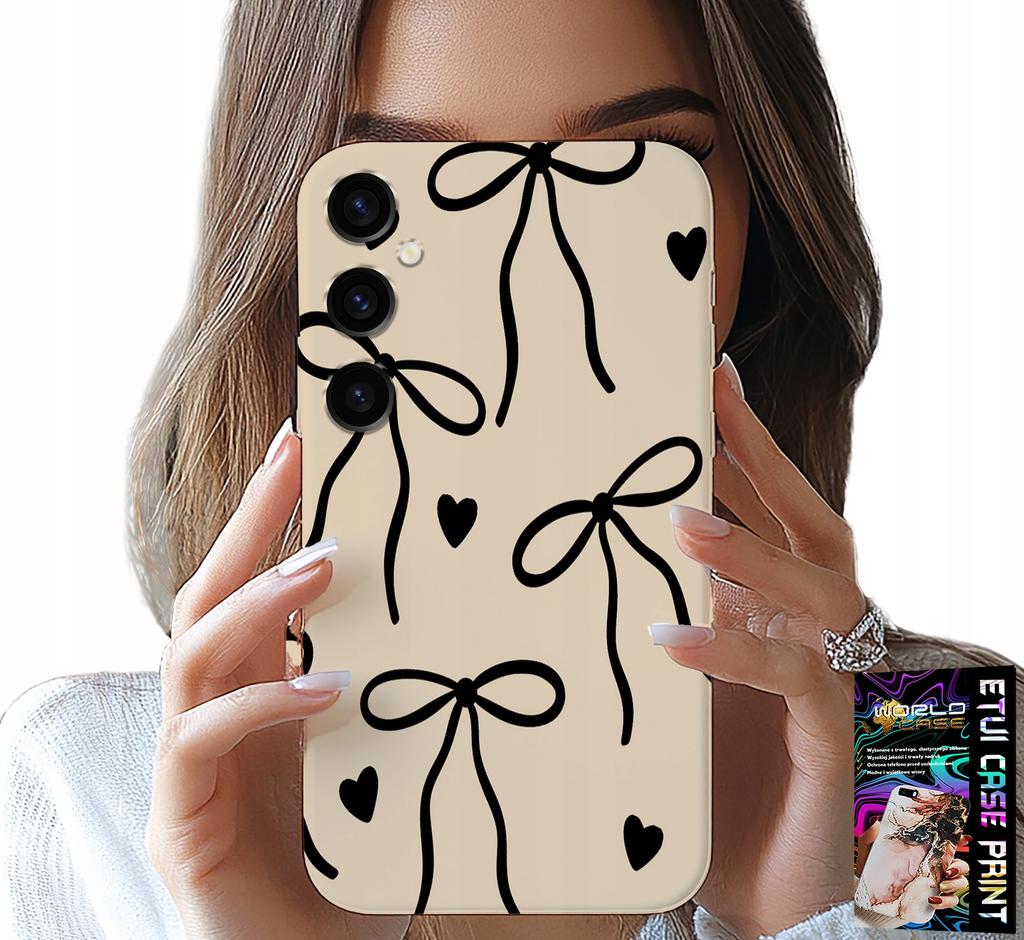 Etui Do Samsung Galaxy A24 4G - Beżowe Kokardki Wstążka Modne Wzory