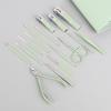 16-Piece Matcha Green Manicure Set: Nail Clippers, Scissors & Tools In Folding Bag