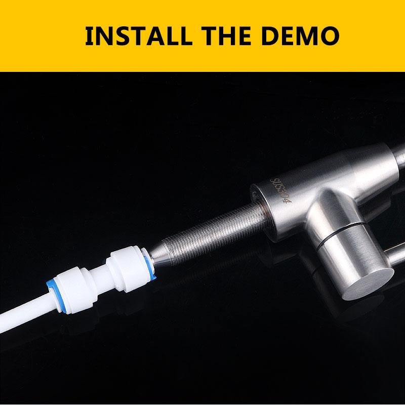Universal Gooseneck Water Purifier Faucet Reverse Osmosis Drinking Water Filter Faucet Stainless Steel 1/4" PE Quick Connect