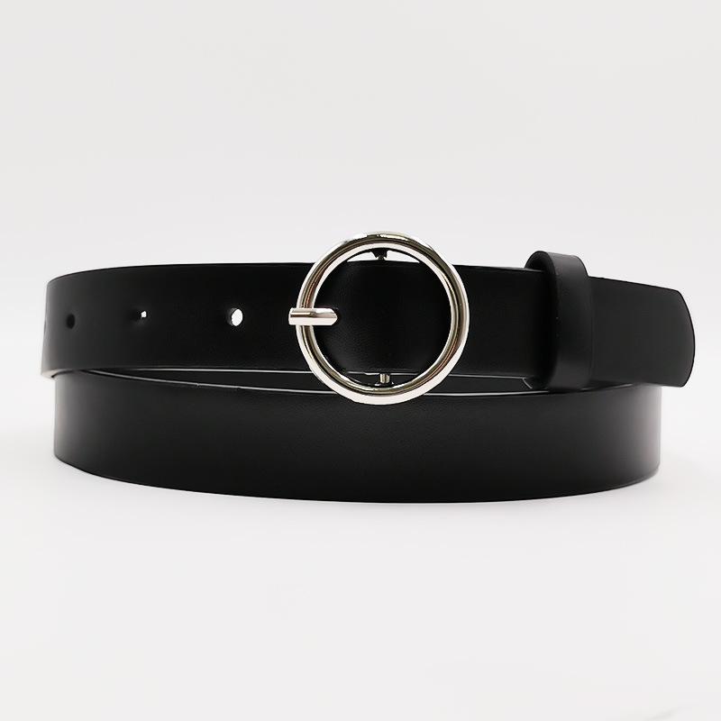 All-match Round Buckle Women's PU Belt Simple and Fashionable Jeans Belt New Student Belt
