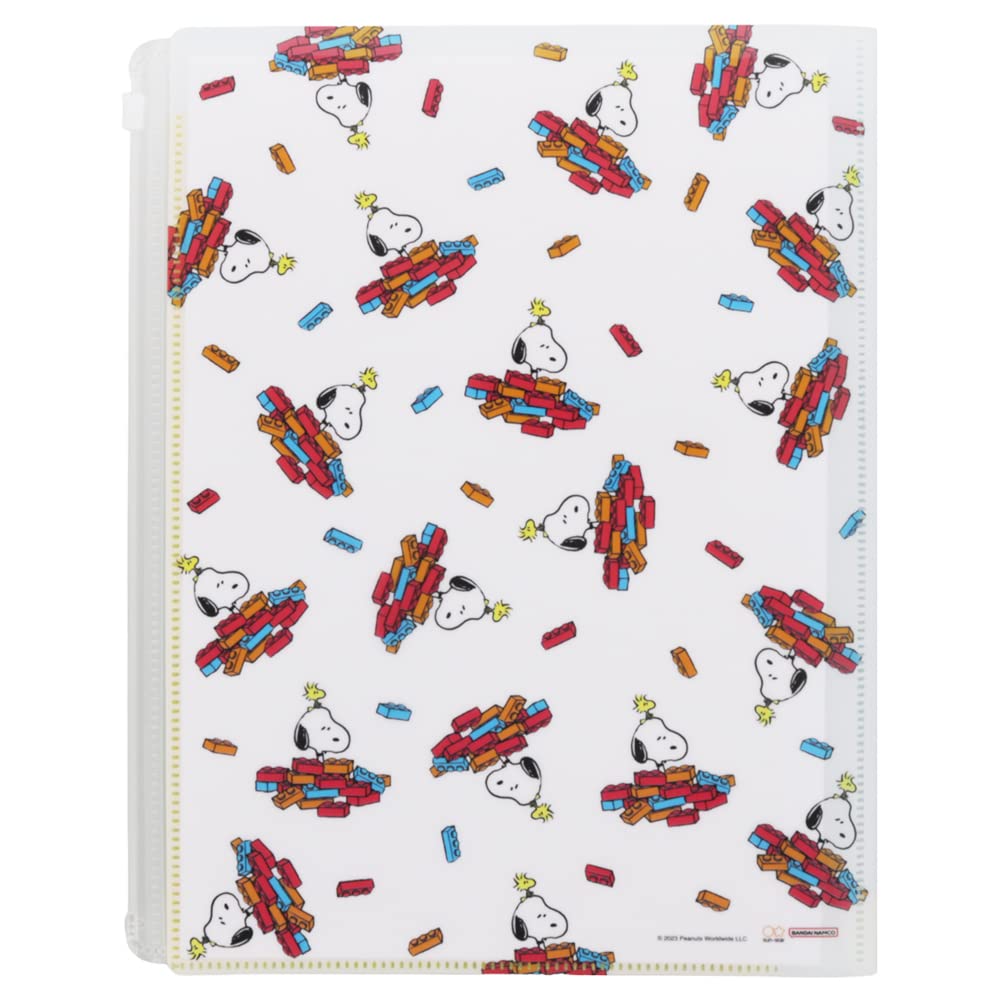Sunstar Stationery Snoopy Clear File with Zipper Play with S2135990 Case, A4, Colors, Green,