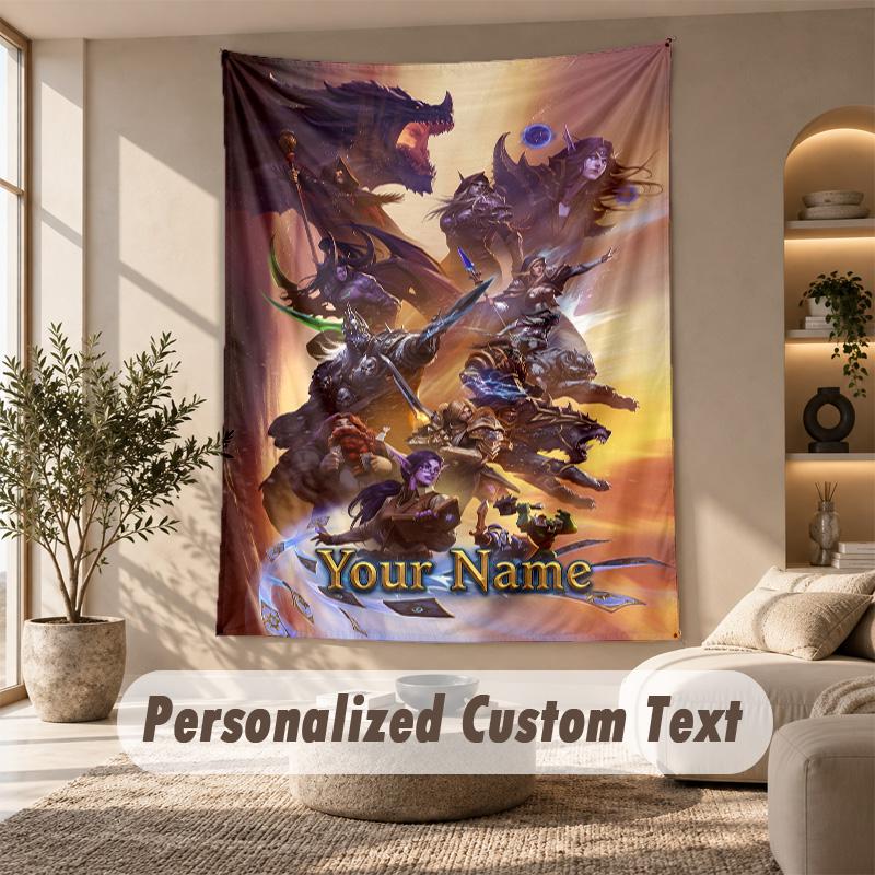 Tapestry Custom Name Text, Wall Hanging Tapestry Home Room DecorWorld of Warcraft
