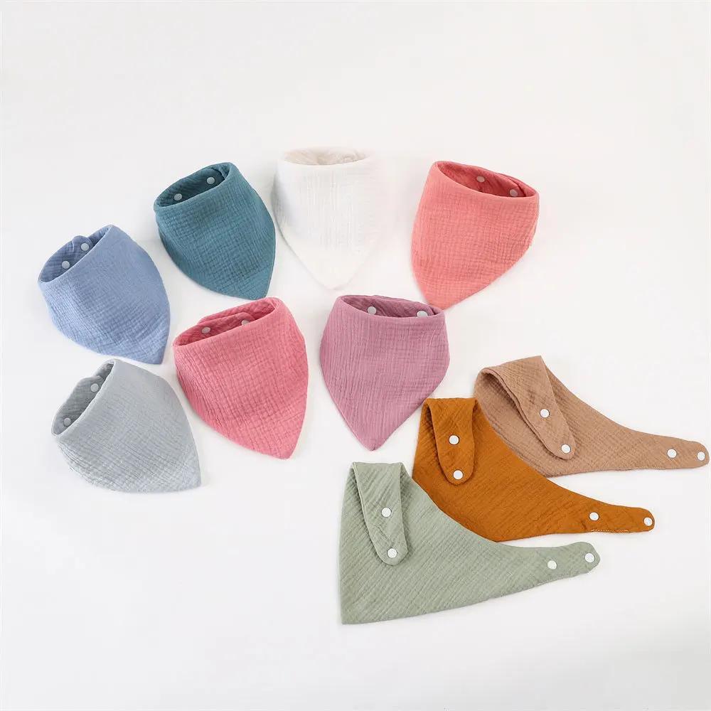 Muslin Baby Infant Cotton Bib Solid Color Scarf Feeding Saliva Towel Bandana Burp Cloth Boy Girl Babies Accessories Newborn