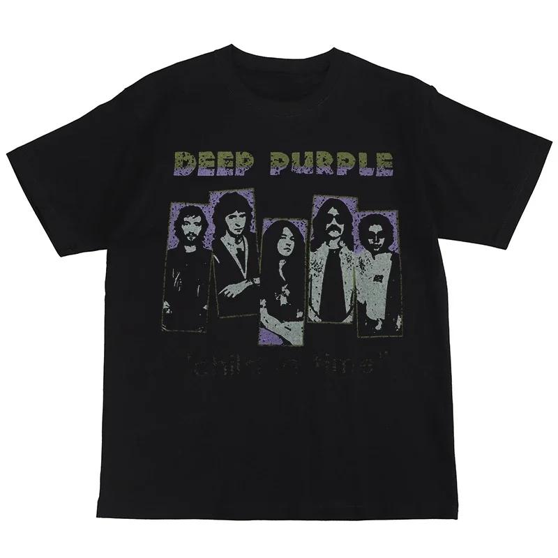 

Deep Purple Цифровая Прямая Печать Deep Purple Рок-группа Американский Уличный Стрелок Nirvana Ретро Футболка с Коротким Рукавом L