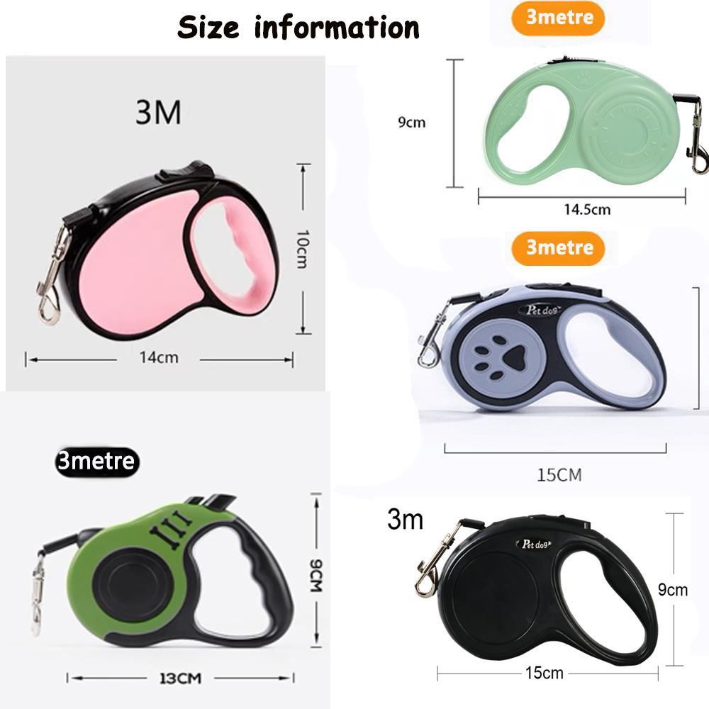 3M/5Metre Dog Leash Walking Automatic Pet Collar ABS Case Nylon Rope Dog Harness Dog footprint Puppy Dog Footprints Keychain