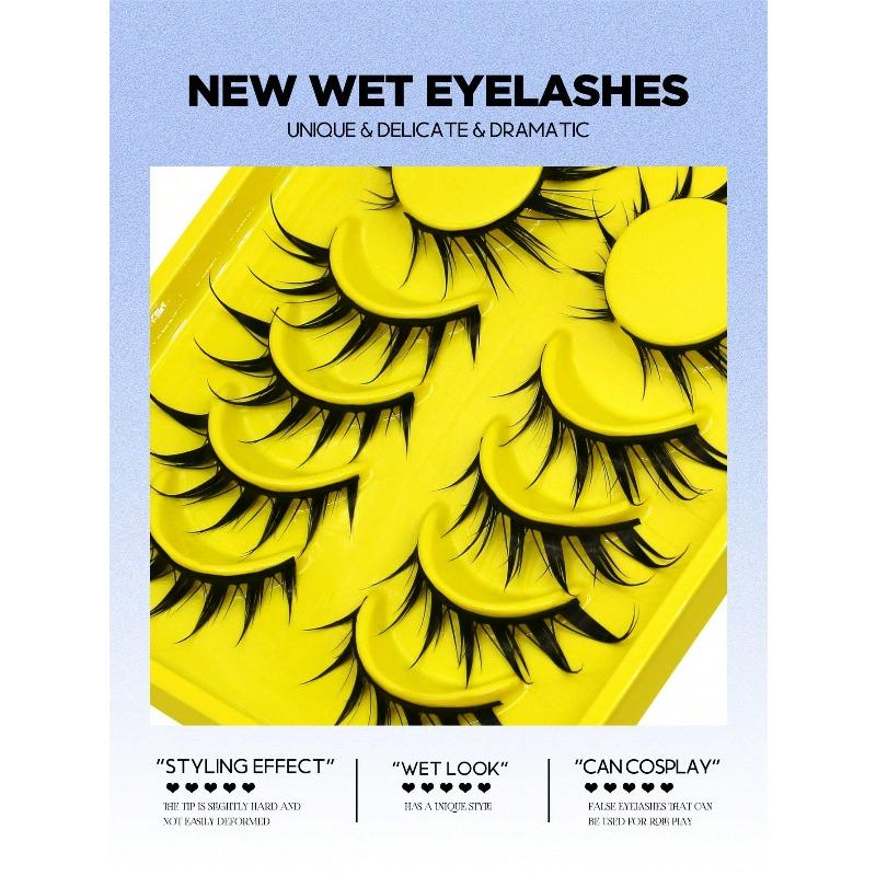 6 Pairs Wet Fox Eye Lashes False Eyelashes Cosplay Fake Lashes Dramatic Eyelashes Wet Eyelashes Extensions Makeup Tool