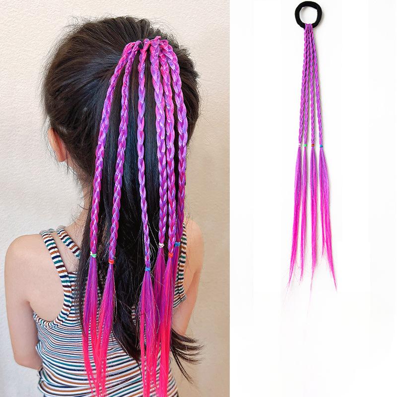 

1 шт. градиентная красочная коса из синтетических волос, хвост, веревка, галстук, цвет принцессы для девочек, хвост, парик, детские аксессуары для укладки, плетение