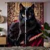 2 st set HD soffa på svart katt dekorativ gardin Svart slips digitaltryckt gardin heminredningsstil dekoration vardagsrum ro