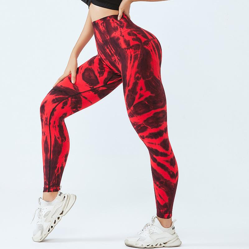

High Waist Tie-Dye Yoga Leggings: Seamless, Hip-Lifting, Slim Fit Sports Pants for Women Medium