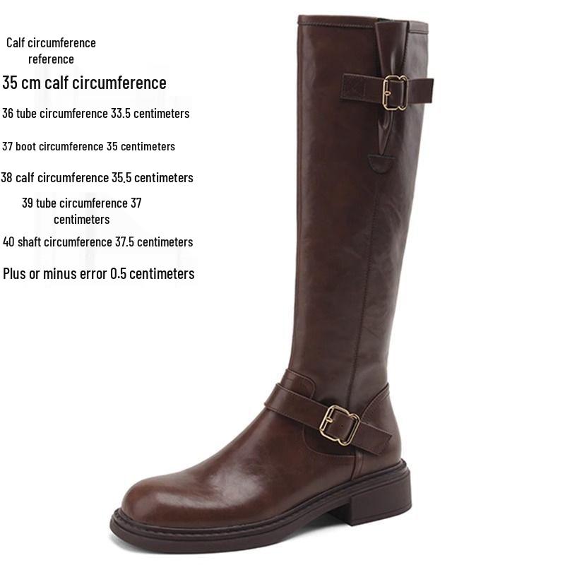 2025 Wasteland British Style Women's Over-the-Knee Riding Boots, Round-Toe, Chunky Mid-Heel, Slimming, Versatile for Autumn/Winter