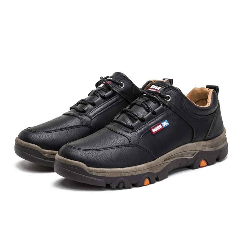 Hiking Sneakers Shoes for Men Breathable Outdoor Trekking Sport Men's Shoe Climbing Walking Pu Leather Sneakers Plush Warm2024