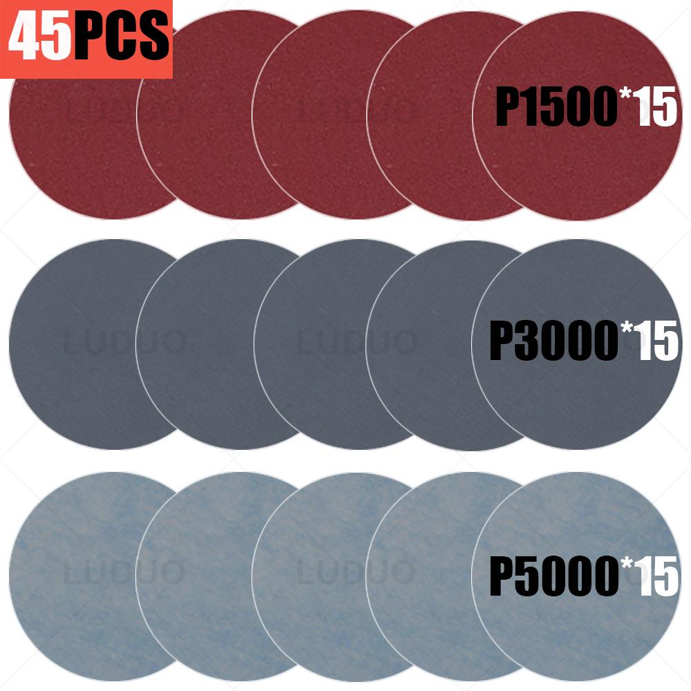 45/30/15 BUC Discuri Abrazive 3 Inch Pad de Lustruire Pad de Polisat Burete pentru Ceruire Kit Renovare Faruri Auto Polish Auto