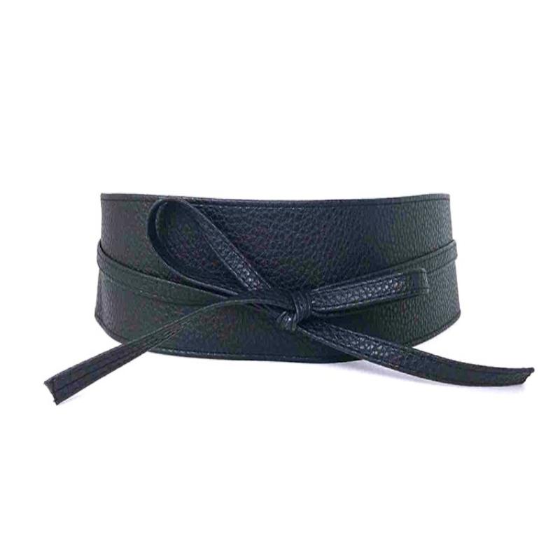 Bowknot Simple Wrap Luxury Wide Waist Band Leather Belt Corset Waistband Ladies Dress Cummerbands