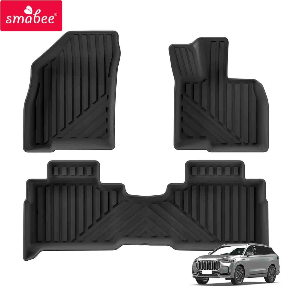 Smabee Right Drive for Chery Jaecoo J7 SHS Hybrid 2023-2026 RHD Car Floor Mats 3PCS TPE 3D All Weather Accessories Black