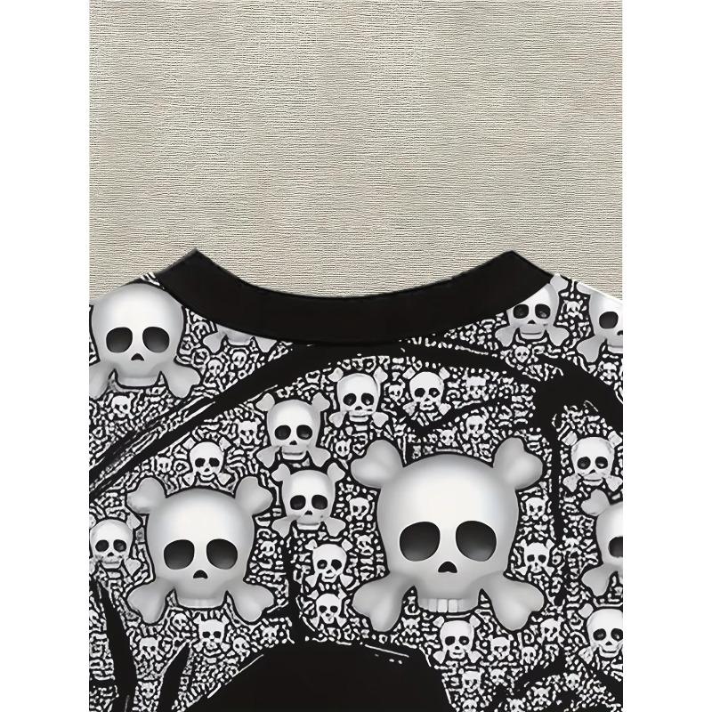 Men's 3D Skull Full Print T-Shirt Casual O-Neck Short Sleeve Gothic Dark Style Graphic Tee Summer Streetwear Tops