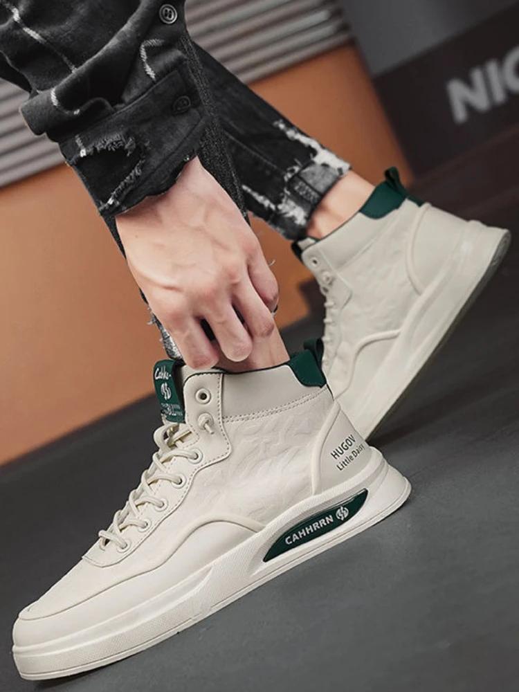 Men's 2026 Spring Autumn High Top Lace Up Casual Sneakers Vintage Versatile Anti Slip Durable Work Trendy Fashion Shoes
