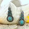 Vintage Elegant Retro Turquoise Dangel Hook Earrings & Necklace Jewelry Sets