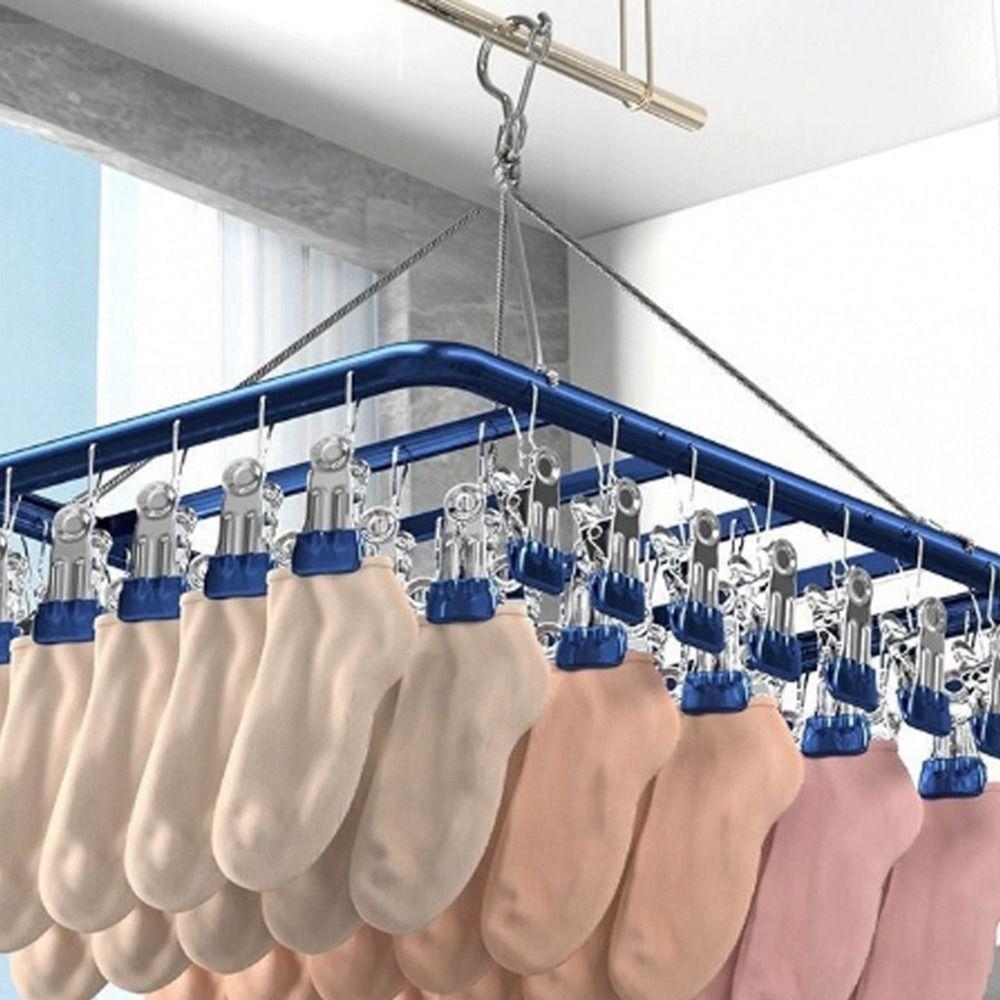 Anti Slip Multi-Clip Drying Rack Windproof Towel Socks Hanger Clothes Drying Rack  Bathroom