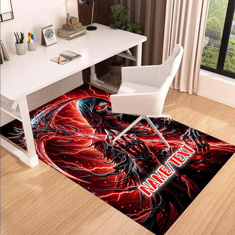 1PC Custom Name "Dark Reaper's Strike" Theme Floor Mat Ideal for Living Room, Game Rooms, Office, Bedroom,Floor Mat Playful Design