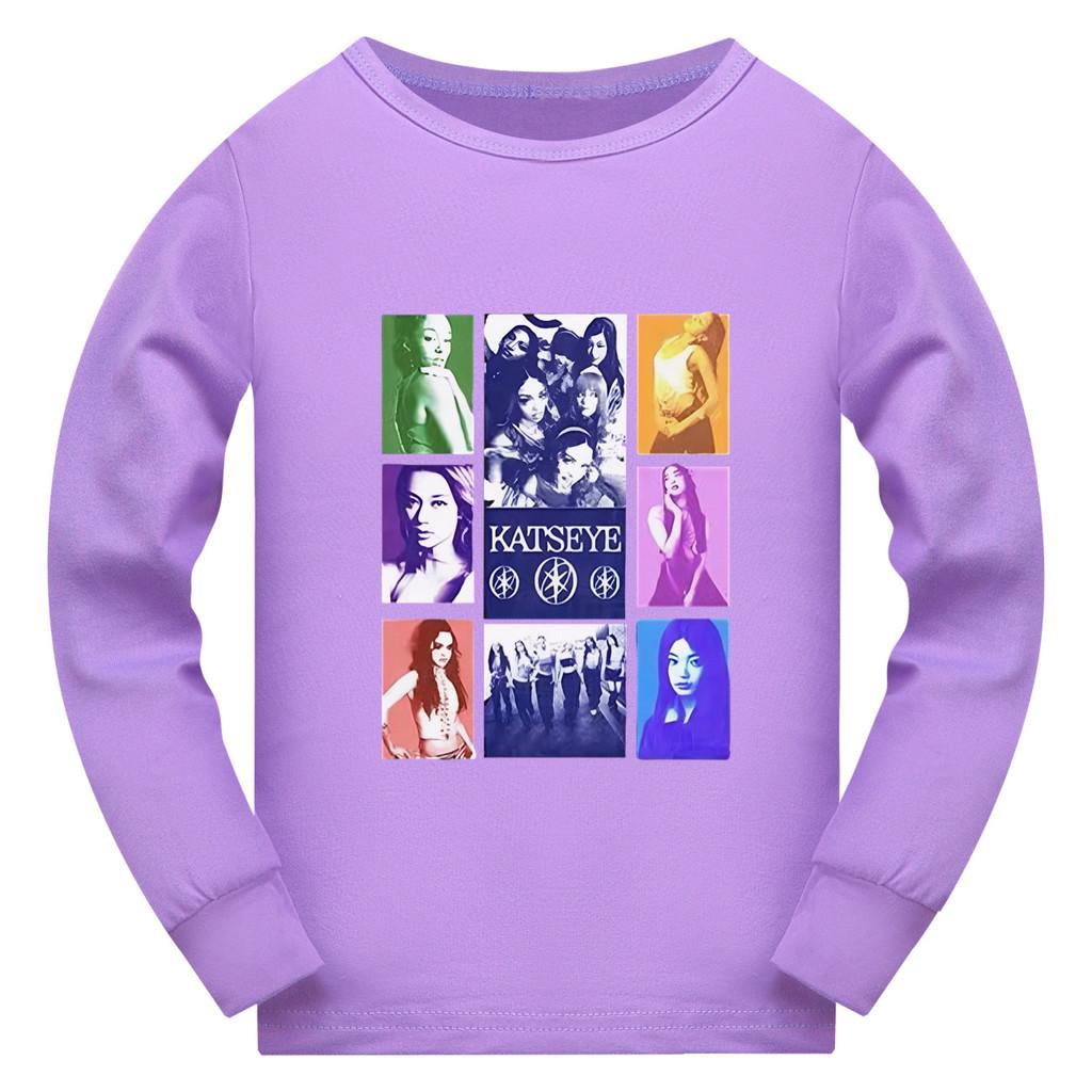 5321 Kids Girls KATSEYE Pop Star Print Long Sleeves T-Shirt