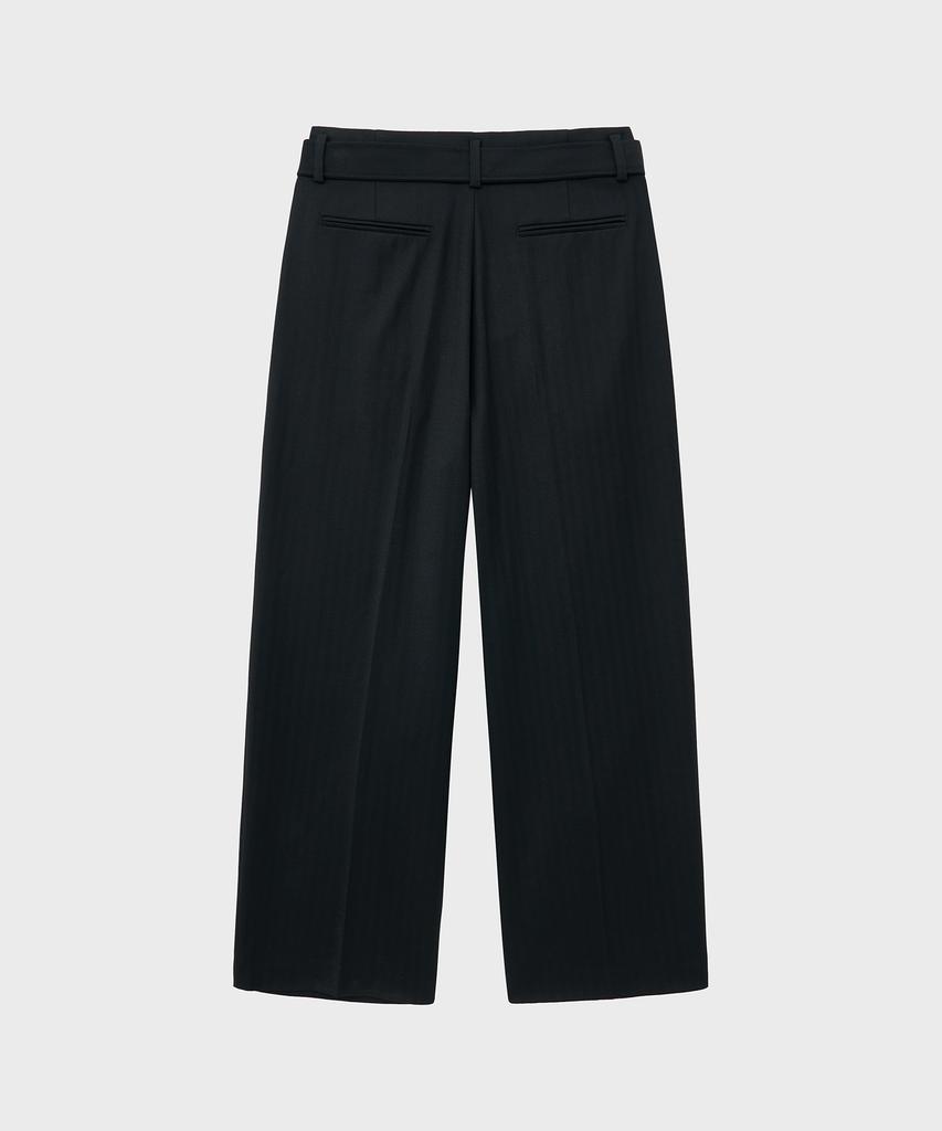 NOIRER FOR WOMAN Belted Pocket Wide Slacks (Black)