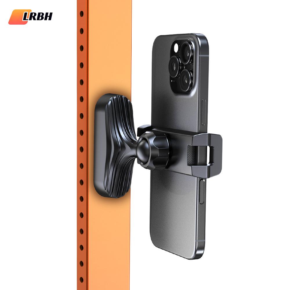 LRBH Magnetic Phone Holder 360° Adjustable Retractable Clamp Universal Hands-Free for Gym Forklift Kitchen Fits All Phones 6