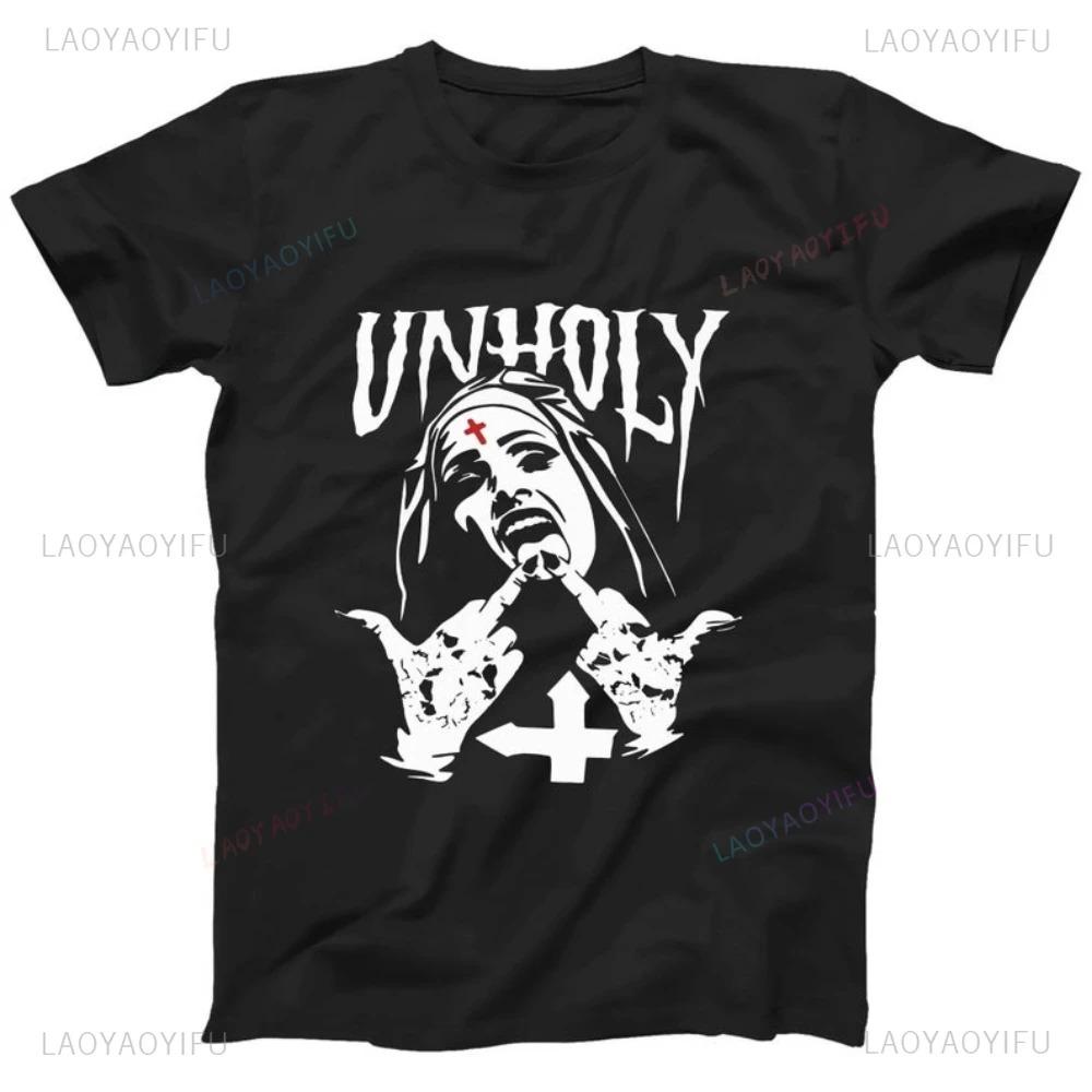 Halloween Unholy Nun Printed T Shirt Tops Bizarre and Evil Female Cultivator Halloween Carnival Tops Tee Shirt Unisex Tee
