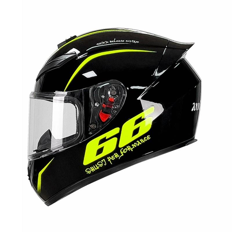 Full Face Motorcycle Helmet Scooter Electric Bike Winter Anti-Fog Gray ABS Safety With Rear Wing