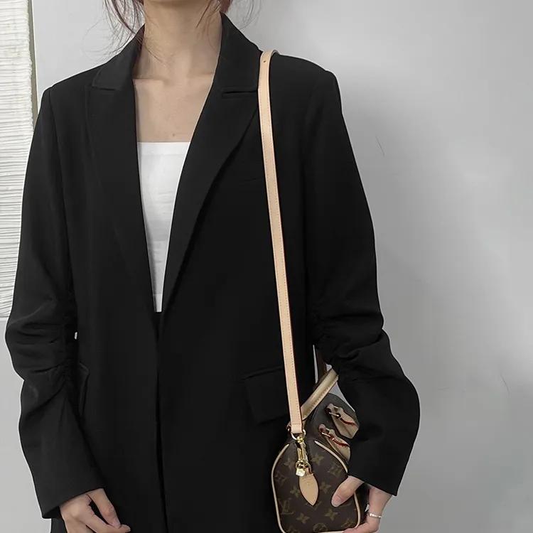 Luxury Care Artisan Workshop Vegetable Tanned Leather Cow Leather Bag Accessory Bag Strap Women's Khaki (Unisex) Bag Straps QDW046