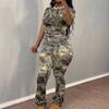 Spring and Autumn new casual fashion random printed short-sleeved T-shirt trousers women's suit