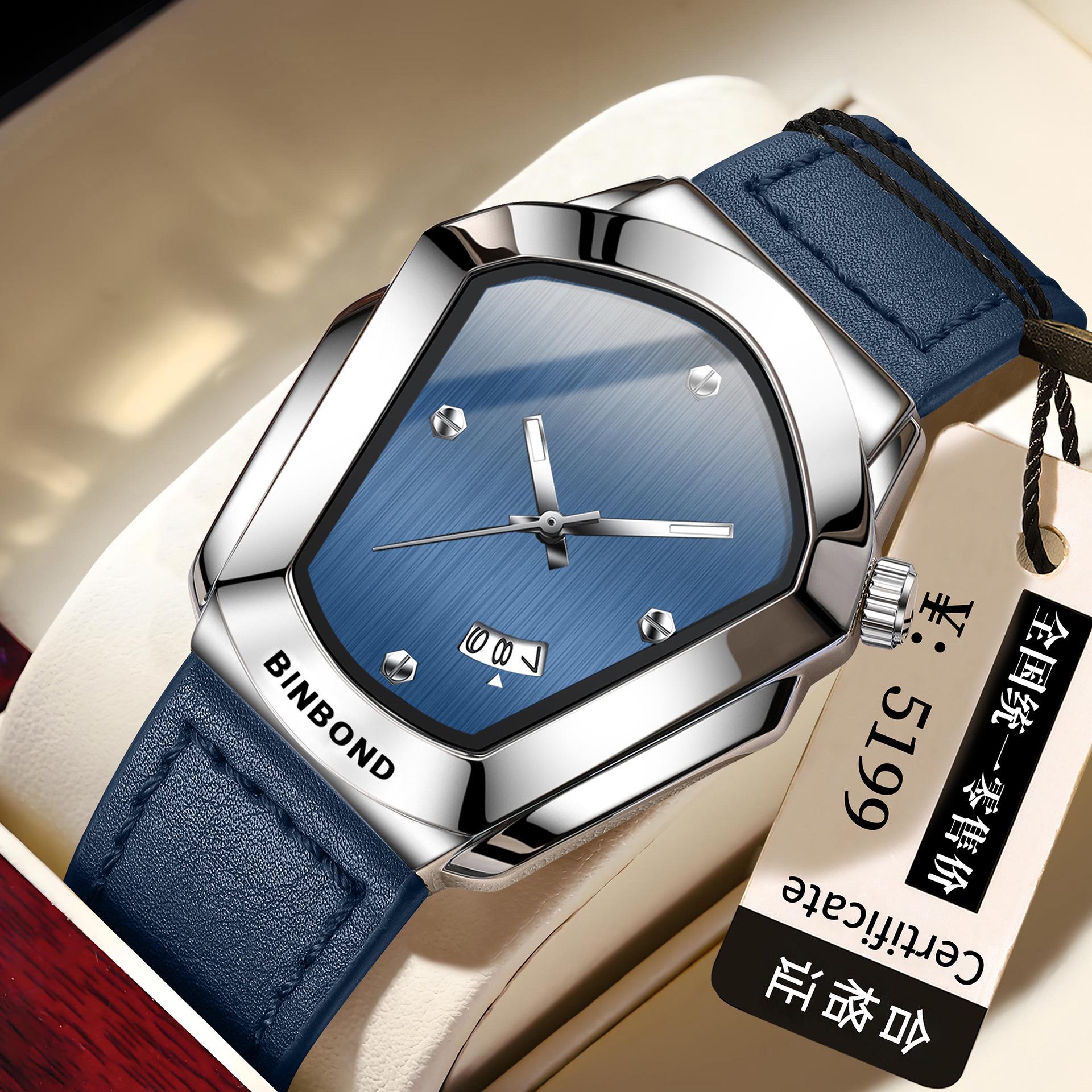 Мужские модные наручные часы Binbang с большим циферблатом, концепция мотоцикла
