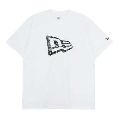New Era Short Sleeve Paisley Flag Size CT TEE PAISLEY NER36A3390 T-Shirt, Cotton, Logo, White, M, SS, F, FLAG, WHI, 14410106,